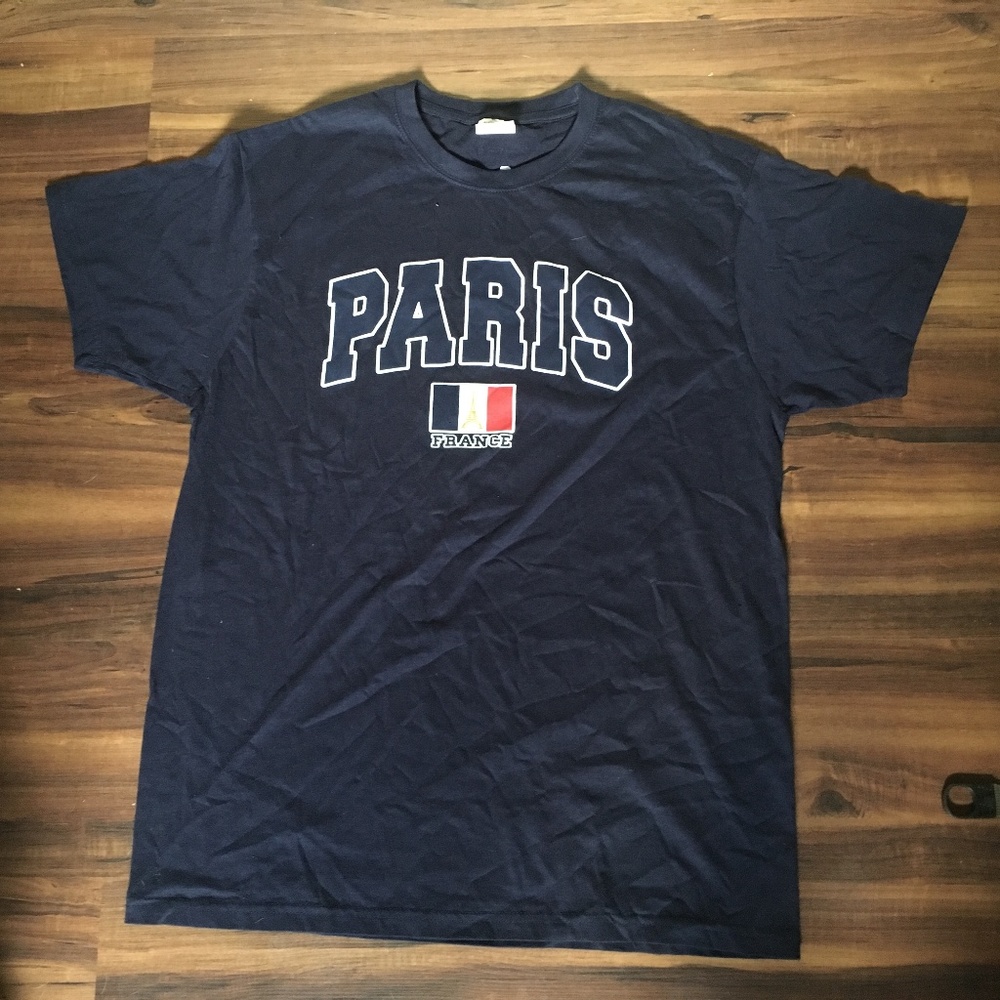 Navy Blue Paris France Eiffel Tower Flag Shirt